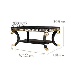 Mesa de Centro Clásica Imperial Negra y Dorada con Detalles Hechos a Mano y Elegantes Acentos Decorativos Tallados - Product Image 6