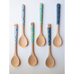 Wooden Salad Spoon And Fork Set With Carved Handles Natural Wood Serving Utensils For Salad <b>Pasta</b> Fruit Kitchen Tableware - Product Image 2