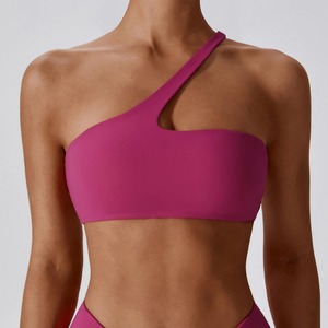 Verano moda tendencias tirantes U cuello impresión equipado gimnasio deportes estilo un hombro sujetador mujeres - Product Image 3