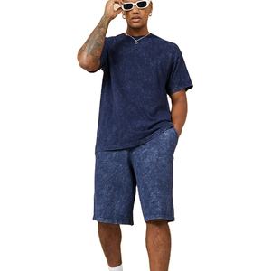 Séchage rapide poids lourd lavage à l'acide t-shirts et ensemble court surdimensionné Boxy Fit 100% coton en gros décontracté été Shorts ensemble pour hommes - Product Image 1