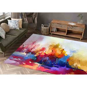 Tapis abstrait coloré : Art moderne, tapis d'appoint antidérapant, tapis doux non tissé - Product Image 4