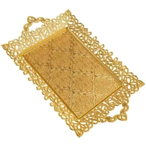 Bandeja de servicio de metal para uso decorativo para el hogar y el hotel, plato para servir, decoración, bandeja de servicio de acero inoxidable de tamaño personalizado chapada en plata - Product Image 6