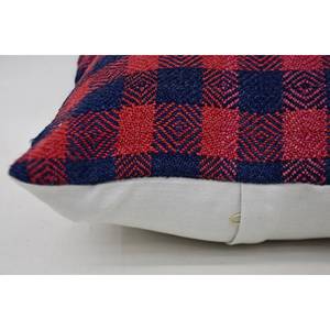 Red Vintage Ikat-Style Wool Pillow 14x14 Inch Soft Fluffy Square <b>Cushion</b> for Outdoor or Home Use <b>Christmas</b> Decorative Feature - Product Image 4