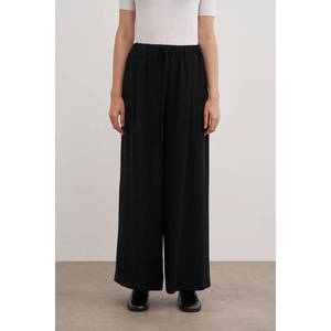 Jupe crayon droite en soie avec taille élastique et cordon de serrage - Product Image 2