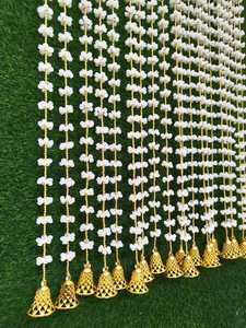 Guirnalda artificial de jazmín con campanas de cuentas doradas duraderas de 4 pies para fiesta, boda india, Festival y decoración de eventos, envío gratis - Product Image 4