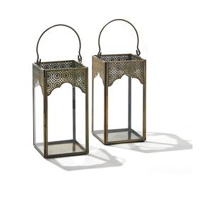 Ensemble de deux lanternes en métal faites à la main de haute qualité pour la décoration de jardin de mariage et les bougeoirs exigeant l'approvisionnement - Product Image 5
