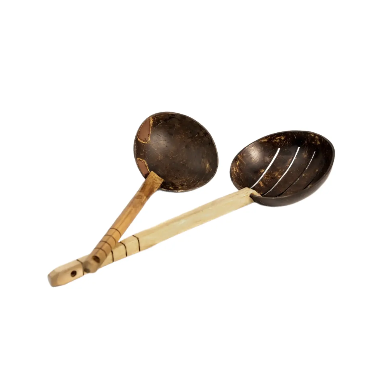 Functional 100% Natural Coconut Shell Cooking Set Cheap Price Coconut Shell Frying Spoon & Non Stick Ladle