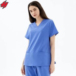 Personnalisé Femmes Hommes Extensible Gommage Col en V Hauts Pantalon Droit Uniformes D'hôpital Ensembles Gommage Médical Ensemble Gommage Infirmière Scrubs Uniformes Ensembles - Product Image 2
