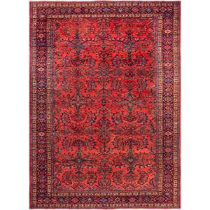 Alfombras de Lana Anudadas a Mano Aalam, Diseño Floral y Abstracto en Rojo y Naranja, para Entrada del Hogar, Rectangulares de 9x12, Modelo Puzzle-Pae-5490 - Product Image 1