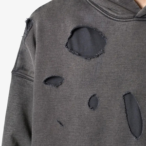 2025 personnalisé 100% coton Vintage polaire poids lourd luxe coupe régulière pull lavage à l'acide brodé plaine teint hiver sweats à capuche - Product Image 6