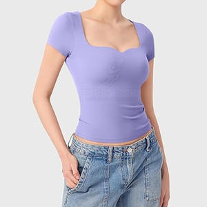 Ropa cómoda Precio bajo Slim Fit Camisetas Mujeres Fitness Use Slim Fit Camisetas Tamaño personalizado Slim Fit Camisetas - Product Image 4