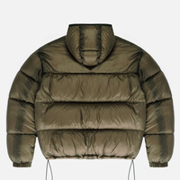 Olivgrüne Übergroße Pufferjacke für Herren Kastenförmiger Kurzer Wintermantel Schwere Bubble-Daunenjacke Streetwear Herren Übergroße Pufferjacke