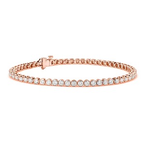 Bracelet tennis élégant en or massif 14 carats avec diamants ronds étincelants certifiés de laboratoire de 3 carats, pureté F-VS2, sertis à griffes, produit en gros - Product Image 2