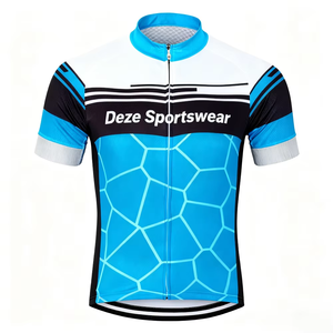 Maillot de Ciclismo con Cremallera Completa, Diseño de Malla con Patrón de Grietas, Opciones de Color Rojo y Azul, Transpirable, Absorbe la Humedad, para Ciclismo de Carretera y MTB, Rendimiento Superior - Product Image 2