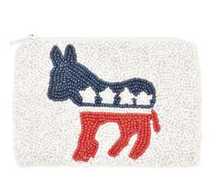 Monedero Pequeño con Cierre de Cremallera y Bordado de Bandera Patriótica para Mujer, Diseño Moderno con Patrones Personalizados - Product Image 3