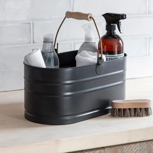 Portable galvanized kitchen caddy for holding <b>cutlery</b> napkins condiments bottles suitable for rustic farmhouse dining tables - Product Image 4