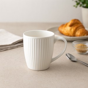 Tazza da caffè in ceramica bianca da 350ml moderna con manico in porcellana resistente per tè, latte, ufficio e uso domestico - Product Image 1