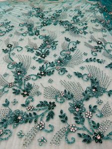 Best Price 100% Polyester Luxury Beaded <b>Fabric</b> with Zircon Handmade Indian Supplier Woven Mesh Pattern Wedding Garments Making - Product Image 6