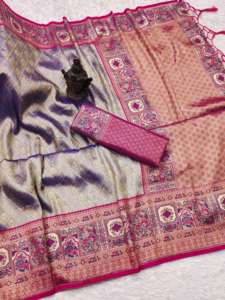 ชุดผ้าไหม dharmavarm แบบนิ่มผ้าส่าหรีที่อุดมไปด้วยผ้ากำมะหยี่และแจ็คการ์ดทำงานกับผู้ผลิตเสื้อจาก surat ช้อปปิ้งออนไลน์อินเดีย - Product Image 3