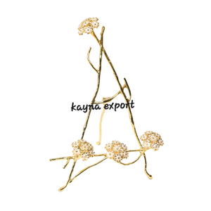 Plateau de service moderne carré en métal doré avec poignée en feuille, artisanat, finition émaillée décorative, décoration de table de luxe pour la maison - Product Image 3