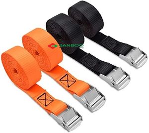 Custom Size Double J Hooks <b>Ratchet</b> Strap Cargo Lashing with Plastic <b>Handle</b> Polyester Material Packaged in Plastic Board - Product Image 1