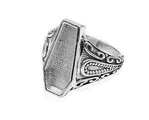 Bague vide vintage en argent sterling 925 en forme de cercueil pour résine, cendres, lait maternel, souvenir, fabrication de bijoux commémoratifs DIY - Product Image 4