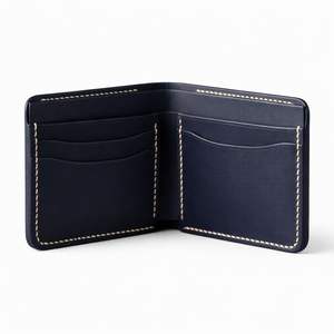 Portefeuille en cuir véritable pour homme, nouveau design, pliable et fin, avec impression sur le devant - Product Image 3