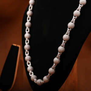 Collar de cadena de moissanita con abalorio vinculado de bola de hip-hop de 8 Mm y 22 pulgadas en oro de 14KT, cadena de eslabones cubanos de nuevo estilo de moda para hombres - Product Image 4