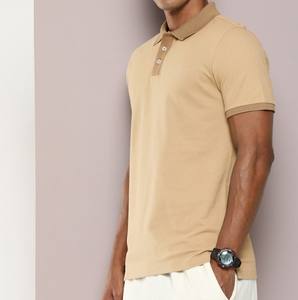 Camiseta de manga corta con cuello de Polo para hombre, informal, personalizada, con cierre de botones, ajuste de punto de algodón puro - Product Image 1
