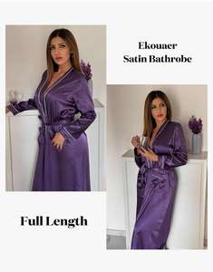 Ekouaer-Albornoz de satén suave y ligero para mujer, vestidos informales de manga larga para bodas, fiestas, hasta el suelo - Product Image 2