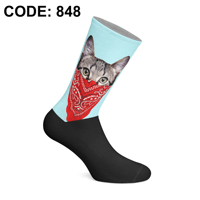 Chaussettes en coton turques à motif numérique imprimé par transfert thermique, série artistique, motifs uniques d'illustrateurs, confortables, entièrement imprimées