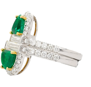 Anillo Chapado en Plata de Ley 925 Sólida Mariposa Rara Vivid Green Muzo Old Mine Esmeralda Colombiana y Anillo de Diamantes - Product Image 4