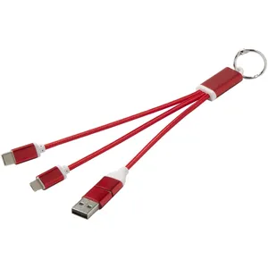 Cable de Carga USB 4 en 1 de Aluminio Reciclado con Llavero Metálico, Gadgets Promocionales de Aluminio Reciclado - Product Image 1
