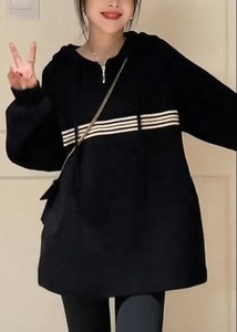 Oversized Hooded Long Sleeve <b>Woolen</b> Eco-Friendly Waterproof Sweatshirt Plus Size Women Winter Solid Pullover Drop Shoulder - Product Image 2