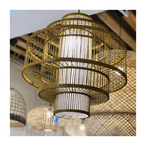 Nuevo diseño Vietnam Home Decor Woven Light Rattan Lamp Shade Bamboo Pedant Lampshade