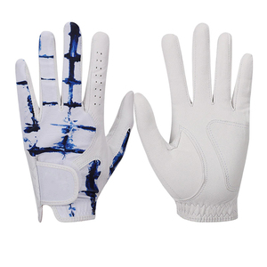 Gants de golf en cuir blanc personnalisables avec tissu antidérapant, design durable et taille originale pour le sport - Product Image 1