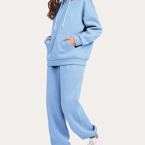 2025-26 último diseño mujer invierno 100% algodón chándal Color sólido estampado de talla grande conjuntos de chándal Unisex transpirable - Product Image 3