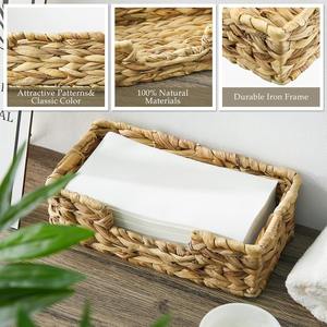 Vintage Rectangle Naturel Jacinthe D'eau Porte-Serviettes Tissé Plateau De Rangement Plateau De Service pour La Maison Hôtel Restaurant Décor Vietnam - Product Image 6