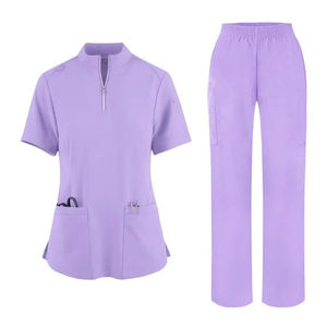 Accessoires pour infirmières médicales pour l'uniforme de médecin hospitalier Uniformes d'infirmières à 4 poches, à col zippé et à manches courtes. - Product Image 1