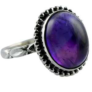 Navya Craft Women's Boho <b>Statement</b> <b>Ring</b> Handmade 925 Sterling Silver Amethyst Bezel Setting One Size Fits All Size 4 14 Gift - Product Image 3
