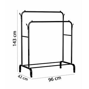 Porte-vêtements à double niveau Myrva avec étagère à chaussures et miroir, rangement de vêtements en métal sur pied pour armoire, design moderne - Product Image 5