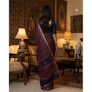 Chal étnico Chanderi con blusa y sari con estampado digital - Product Image 3