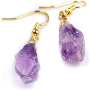 Pendientes de amatista, joyería de piedra preciosa natural en bruto de la India - Product Image 1