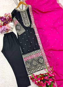 Wedding Wear Beautiful Top-Pent and Dupatta Set With Heavy <b>Embroidery</b> Work - Product Image 4