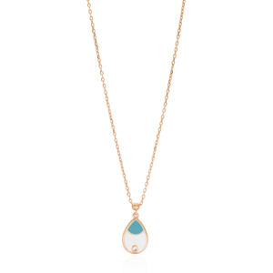 จี้ดีไซน์เคลือบสีขาวเทอร์ควอยซ์และลูกแพร์เครื่องประดับสเตอร์ลิงทำด้วยมือสไตล์ตุรกีสีเงิน925 - Product Image 1