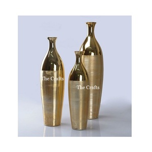 Florero de maceta pulido de oro de aluminio, tamaño y forma personalizados, maceta para decoración de bodas - Product Image 2
