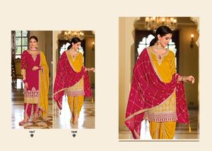 ชุดคุर्ติงานปักผ้าไหมพรีเมียมแบบใหม่ล่าสุดสำหรับงานปาร์ตี้ พร้อมกางเกงโดตีและผ้าคลุมไหล่ - Product Image 4