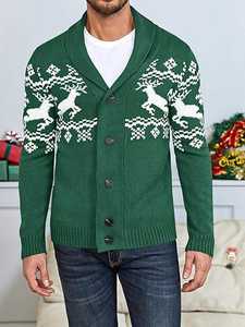 Pull cardigan en tricot personnalisé à boutons, respirant, avec logo frontal, pour hommes et femmes, pour les fêtes de Noël, OEM ODM, vente en gros - Product Image 2