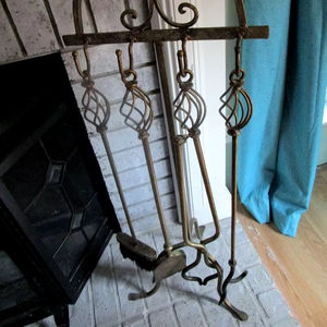 Ensemble d'outils de cheminée suspendus porte-bûche pour la maison et l'intérieur extérieur comprend 4 outils ensembles de cheminée et accessoires fournitures de jardin - Product Image 1