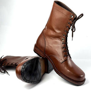 Bottes de randonnée tactiques d'hiver pour hommes en cuir véritable, mi-montantes, pour l'entraînement en extérieur, avec embout en acier et protection anti-collision - Product Image 2